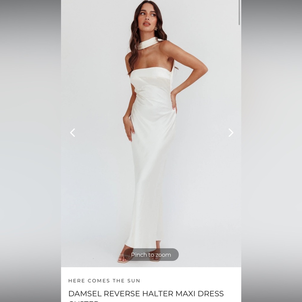 Selfie Leslie - DAMSEL REVERSE HALTER MAXI DRESS OYSTER
Size - Small